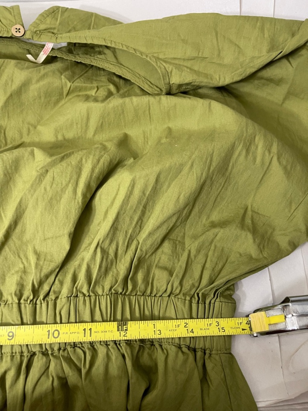 Free people Free est Full-Time Fun Mini Dress in Olive Green Sz L Cotton Poplin - Picture 9 of 11